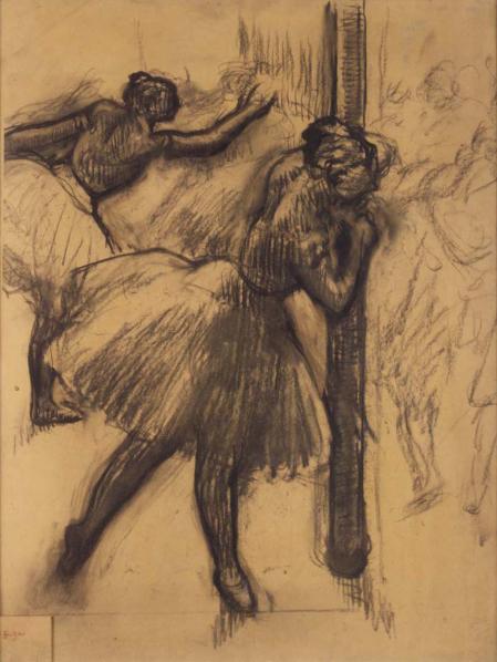 Edgar Degas, Tänzerin, an einen Pfeiler lehnend, 1895–1898, Studie